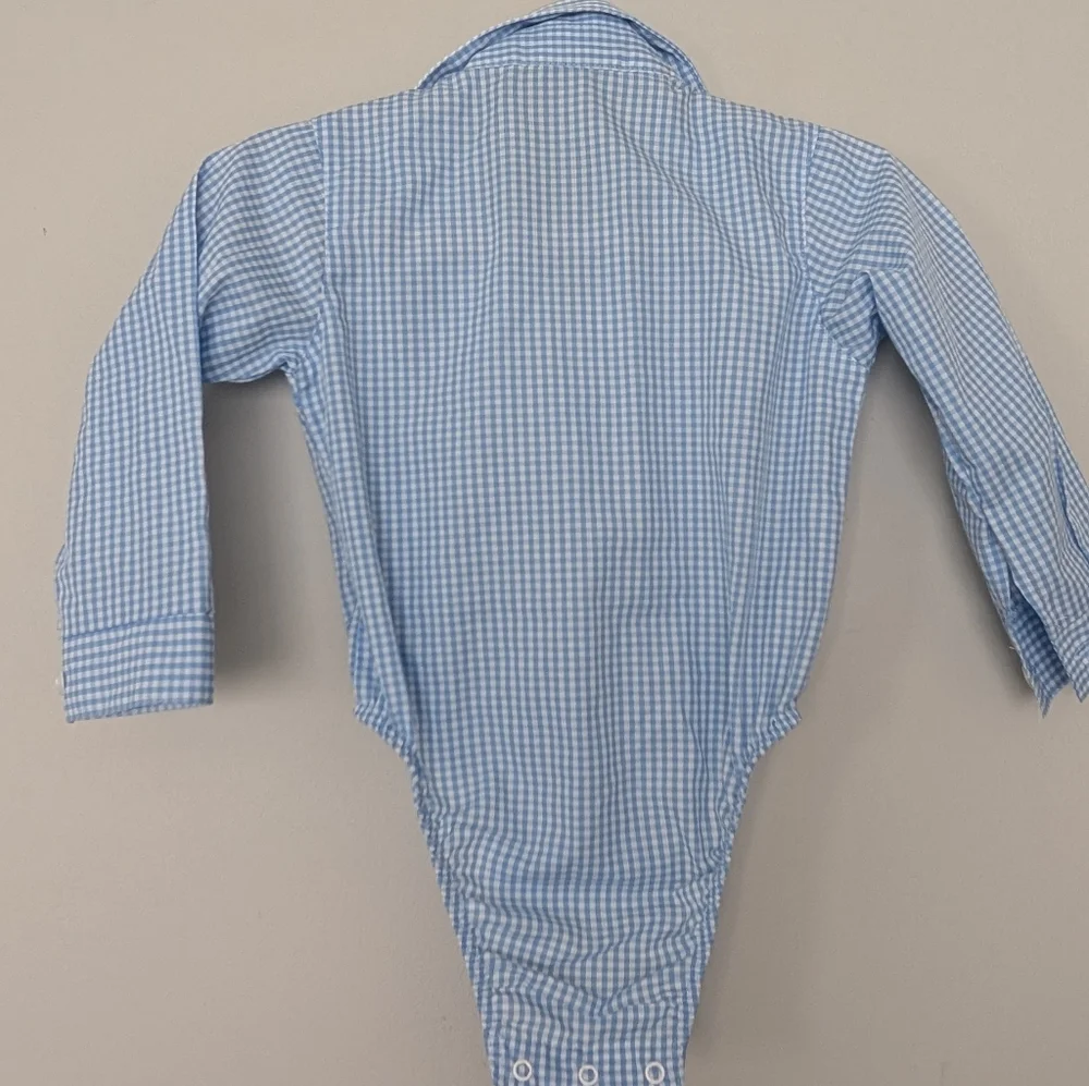 Izod Blue Gingham Baby Bodysuit Collared Shirt Toddler 18 Months